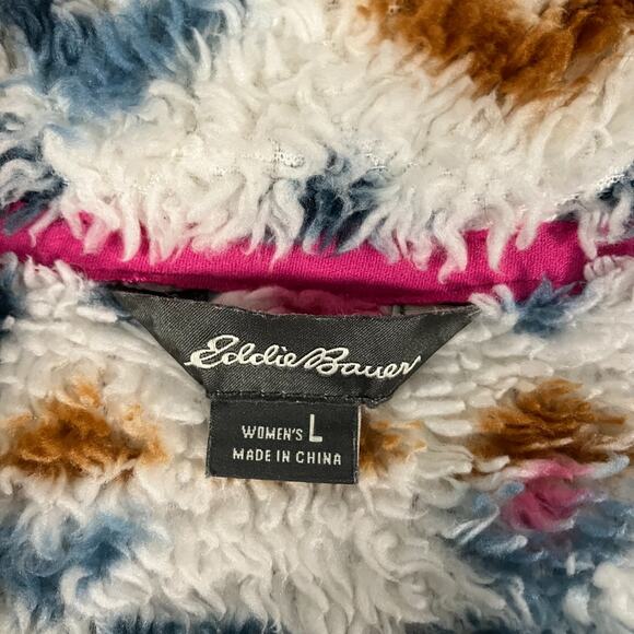 Eddie Bauer Women’s Large Sherpa Fleece Pullover Aztec Print 1/4 Zip Winter Jack - Picture 4 of 12